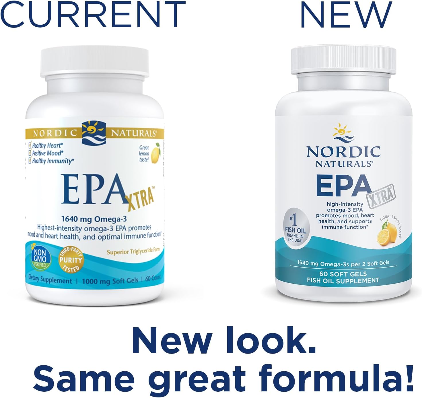 Nordic Naturals EPA Xtra, Lemon - 60 Soft Gels - 1640 mg Omega-3 - High-Intensity EPA Formula for Positive Mood, Heart Health & Healthy Immunity - Non-GMO - 30 Servings : Health & Household