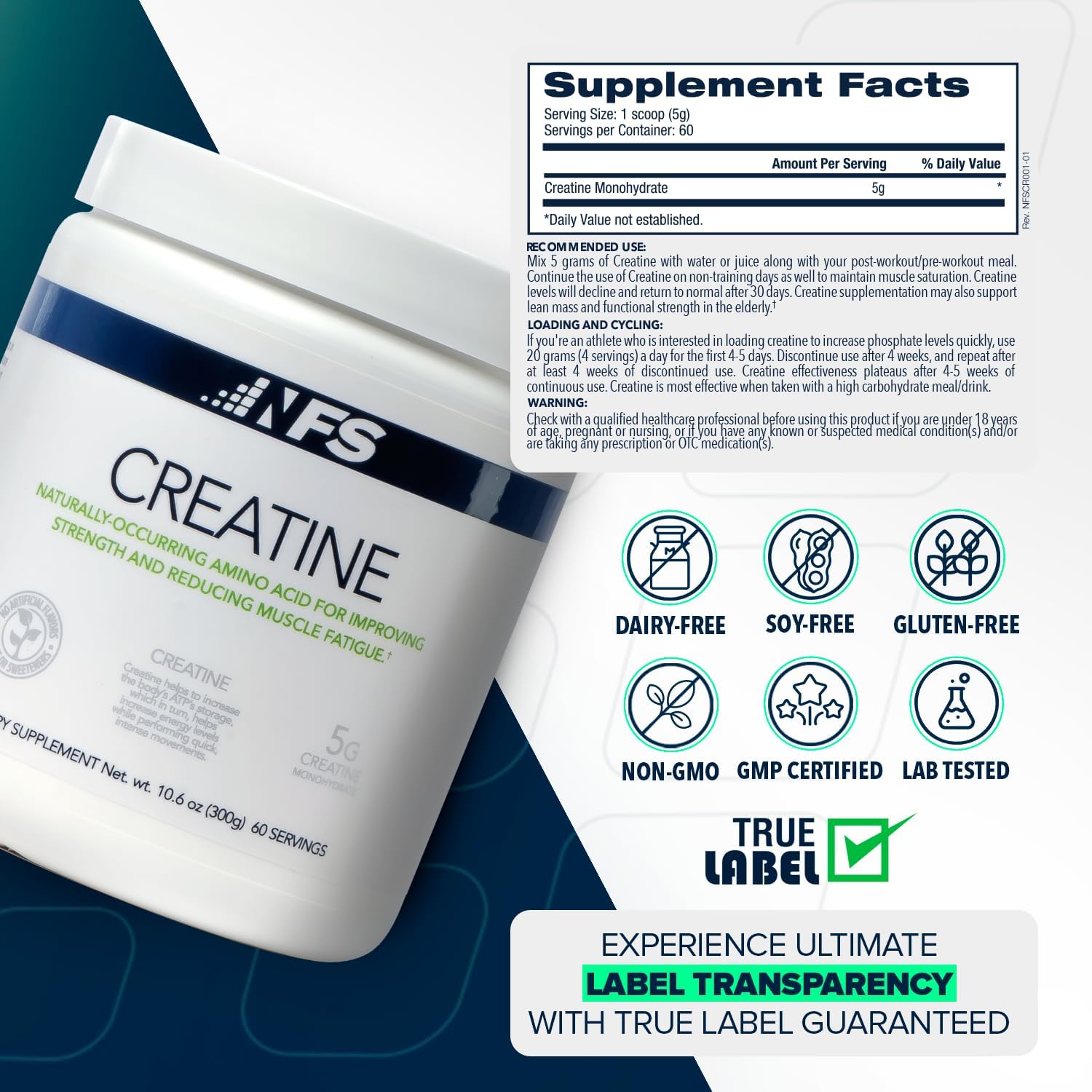 Nf Sports Creatine Energy Protein Powder,Unflavored Protein Powder For Muscle Recovery & Strength, Sports Drink Powder, Dietary Supplement, No Artificial Flavors (300G, 60 Servings) : Health & Household