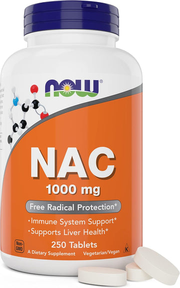 Now Foods Nac 1000 Mg, 250 Tablets, N-Acetyl-Cysteine Supplement 1000Mg Per Tab - Vegetarian, Non-Gmo