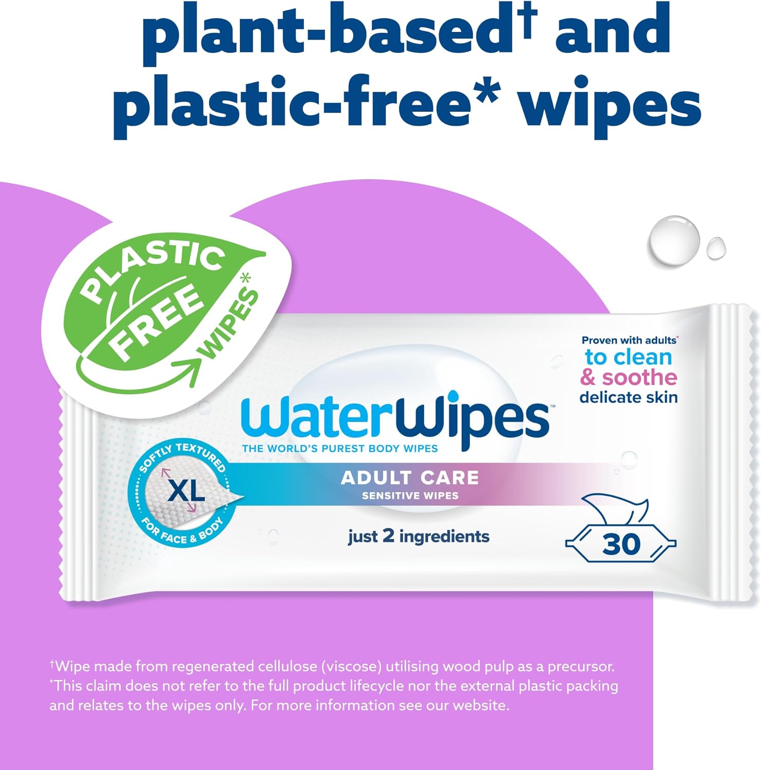 WaterWipes Adult Care Sensitive Body & Intimate Hygiene Wipes, 180 (6 Packs), XL Textured, 99.9% Water-Based Wipes, For Everyday Personal Uses, Packaging May Vary : Amazon.co.uk: Health & Personal Care