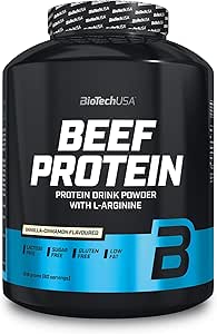 Biotechusa Beef Protein, 87% Hydrolysed Protein Peptide Formula, Lactose & Gluten-Free, Low-Fat, Sugar-Free, Paleo Diet-Friendly, 500G, Vanilla-Cinnamon