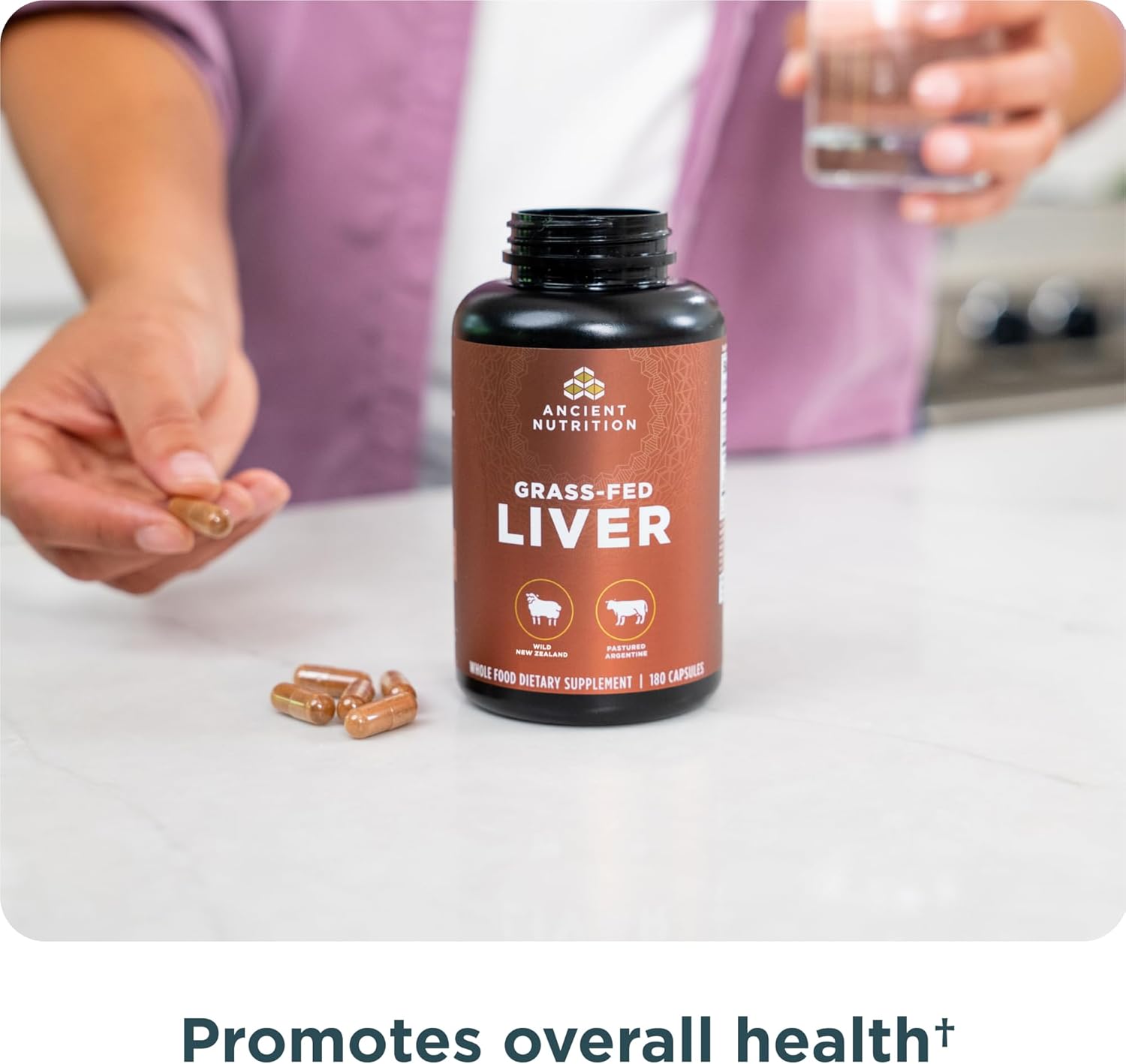 Ancient Nutrition Organ Supplements, Grass-Fed And Wild Organ Complex Capsules, Beef & Lamb Liver, Supports Healthy Blood, Gut, And Liver, 180 Ct : Health & Household