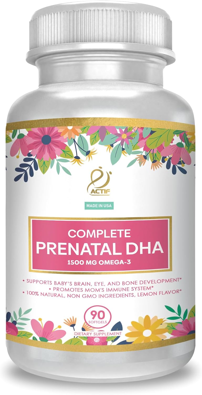 Actif Complete Prenatal Dha With 1500Mg Omega-3, 100% Natural, Organic Dha, Epa β Non-Gmo, 90 Count