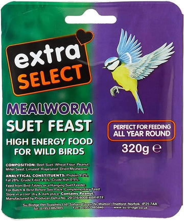 Extra Select Wild Bird High Energy Suet Block Mealworm, 6 X 320 G08Wb120
