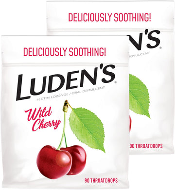 Ludens Throat Drops, Wild Cherry, 90 Drops, Pack Of 2