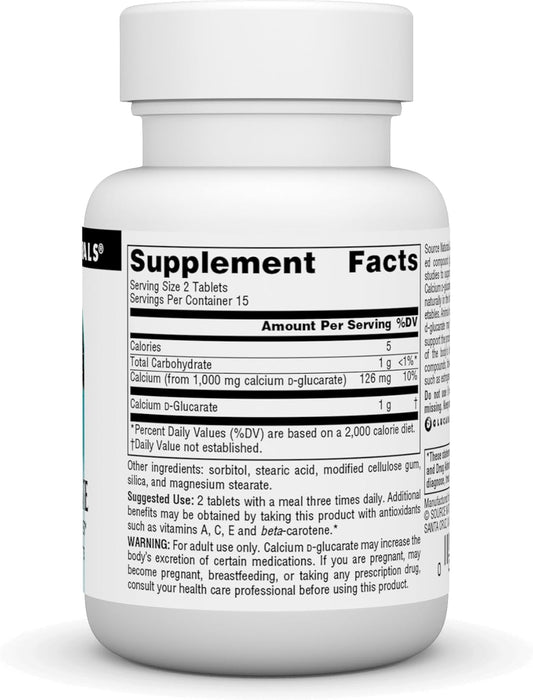 Source Naturals Calcium D-Glucarate 500Mg Cellular Detoxifier - 30 Tablets