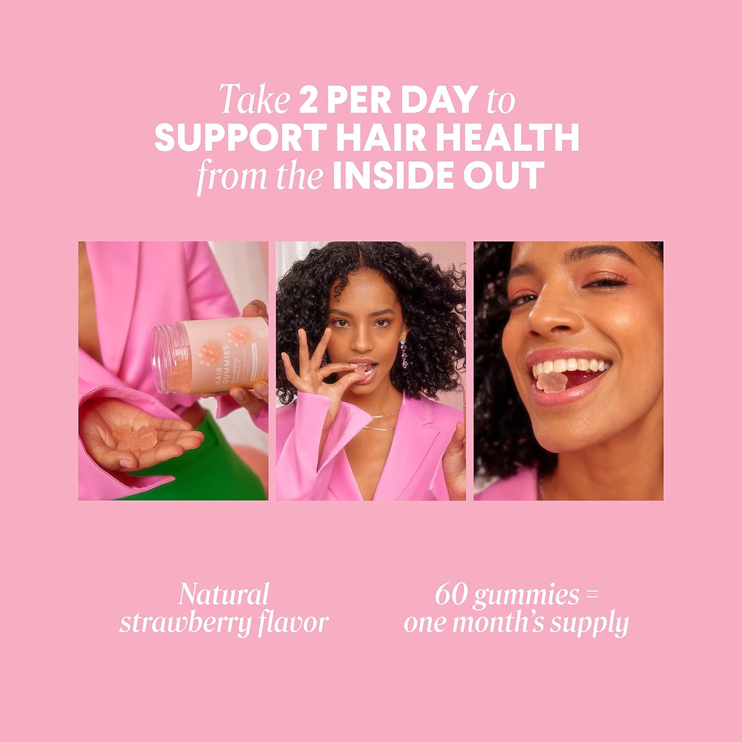 MONDAY HAIRCARE Hair Gummies for Thicker and Stronger Hair (60 Count) Strawberry Flavored - Biotin, Vitamin C, E, Supplement for Women and Men : Health & Household