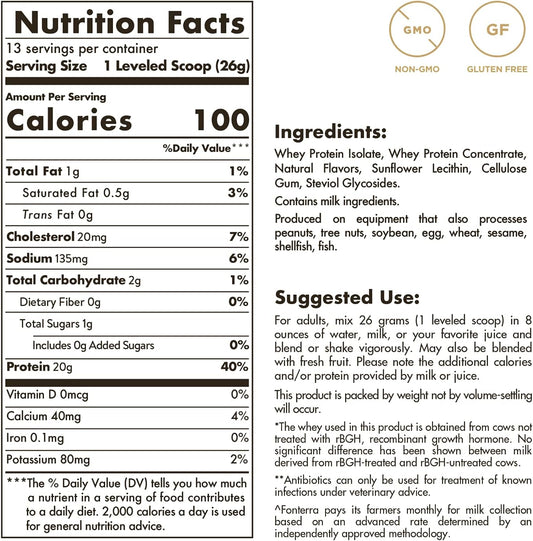 Solgar Grass Fed Whey To Go Protein Powder Vanilla, 11.9 Oz - 20G Of G