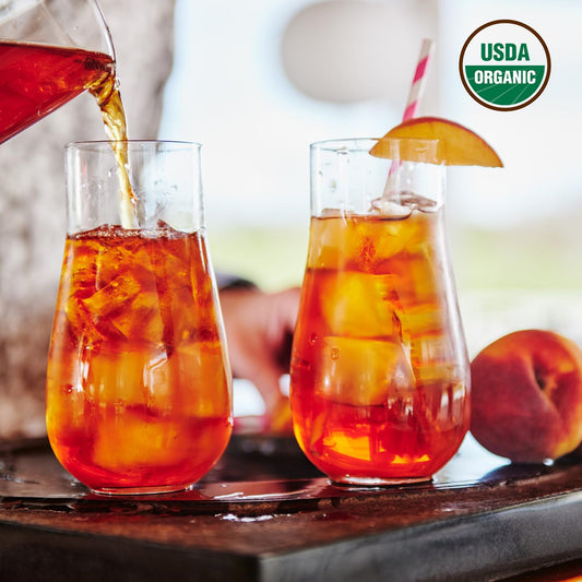 Grace Farms Ginger Peach Organic Iced Tea (Twelve 1Qt. Brew Bags, 3 Gallons) | Refreshing And Fruity, Naturally Sweet Sugar-Free | Easy Cold Brew