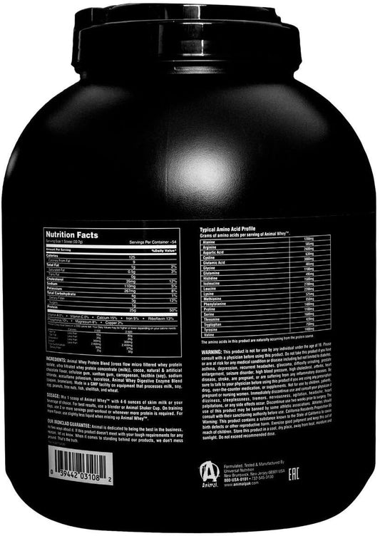 Animal Whey Isolate Whey Protein Powder – Isolate Loaded For Post Workout And Recovery – Low Sugar With Highly Digestible Whey Isolate Protein - Chocolate Chocolate Chip - 4 Pounds