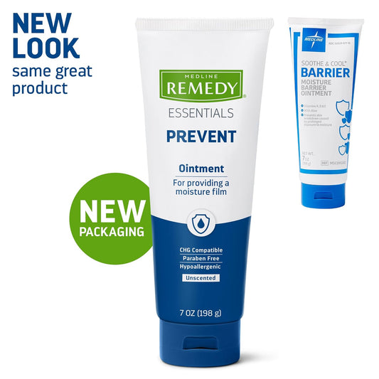Medline Remedy Essentials Ointment (7 Oz Tube), 12 Count, Unscented, Moisturizing Breathable Film, Aloe, Vitamins A, D & E, Soothing Incontinence Care For Adults, Hypoallergenic, Paraben Free