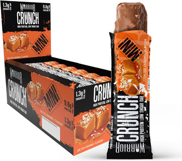 Warrior Crunch Mini (Snacksize) – Protein Bars – 9G+ Protein Per Bar – Low Carb, Low Sugar Snack – 24 Pack X 32G (Salted Caramel)