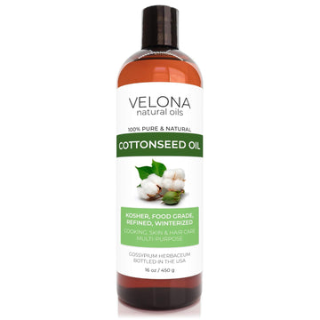 velona Cotton Seed Oil 16 oz | 100% Pure and Natural Carrier Oil | Refined, Cold pressed | Cooking, Skin, Face, Body, Hair Care | Use Today - Enjoy Results