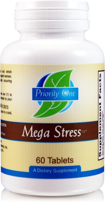 Priority One Vitamins Mega Stress 60 Tablets - B Vitamin Complex With The Benefits Of Adrenal