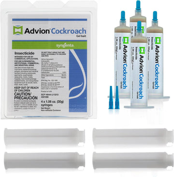 Advion Cockroach Gel Bait, 4 Tubes X 30-Grams, 4 Plungers And 4 Tips, German Roach Insect Pest Control, Indoor And Outdoor Use, Roach Killer Gel For American, German And Other Major Cockroach Species
