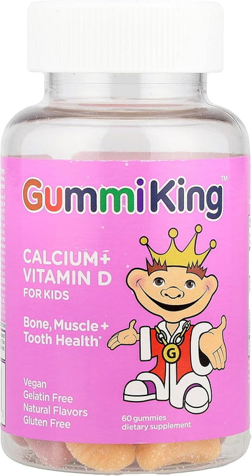 Gummi King Calcium Plus Vitamin D Supplement, Strawberry/Lemon/Orange/Grape/Cherry/Grapefruit, 60 Count : Health & Household