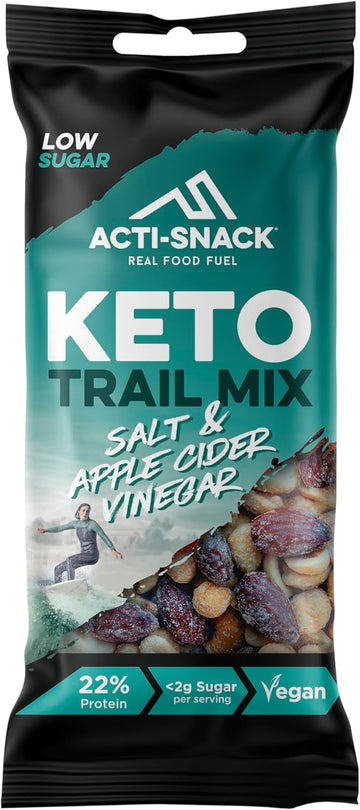 Acti-Snack Keto Crunch Salt & Apple Cider Vinegar 12 X 40G | Sports Nutrition Snacks, Protein On The Go - Salt And Vinegar Almonds, Cashews And Peanuts Nut Mix Snack