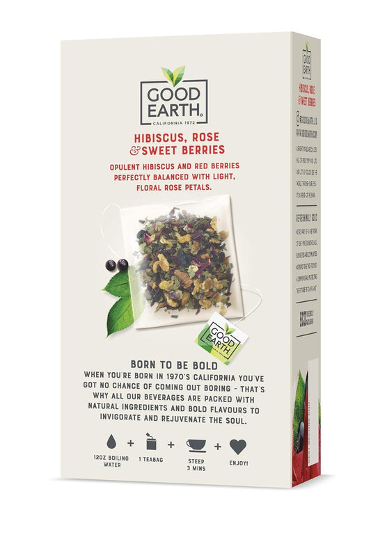 Good Earth Sensorial Blend All Natural Hibiscus, Rose And Sweet Berries Herbal Tea, 15 Count Tea Bags (Pack Of 5)