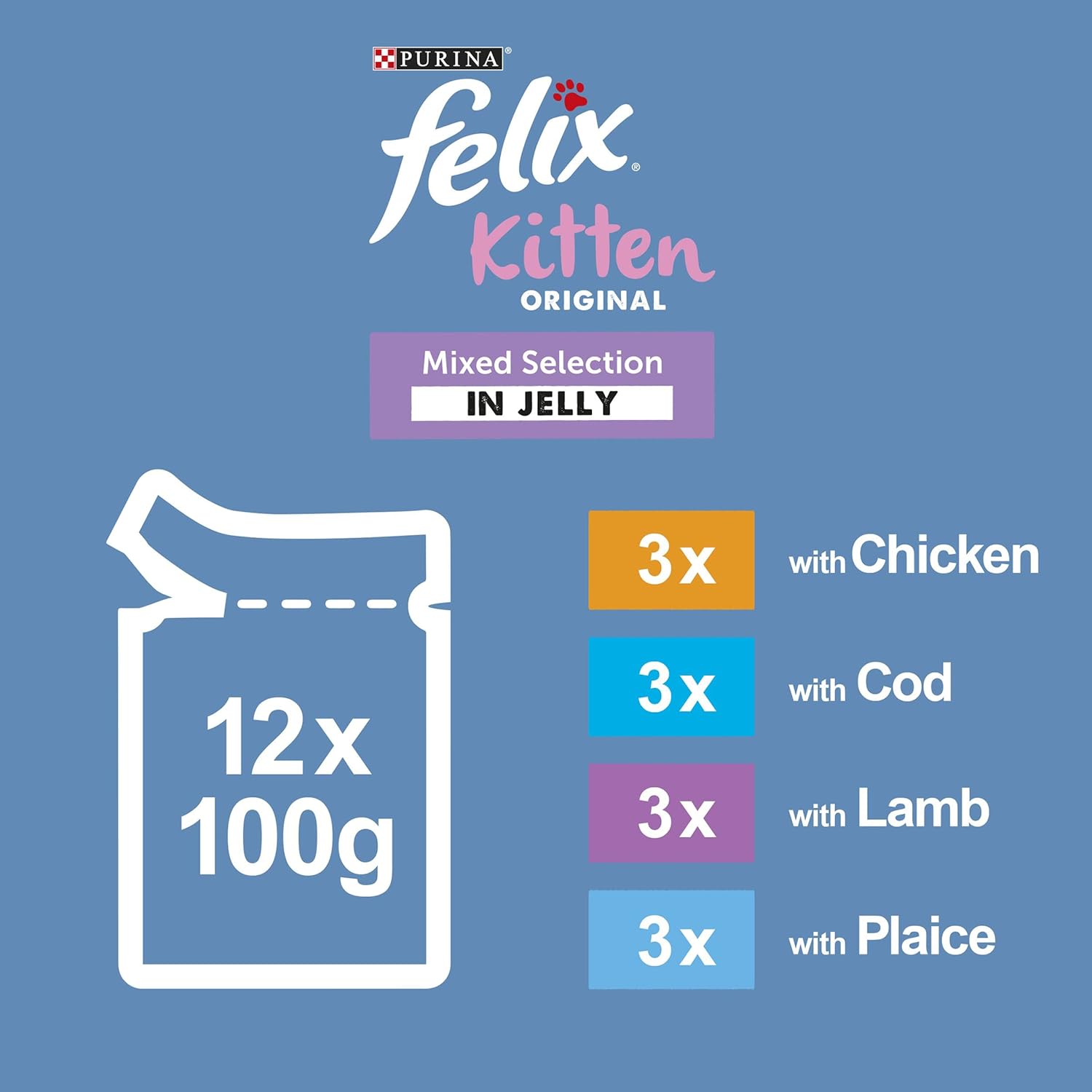 Felix Kitten Mixed Selection in Jelly Cat Food 12x100g, Pack of 4 :Pet Supplies