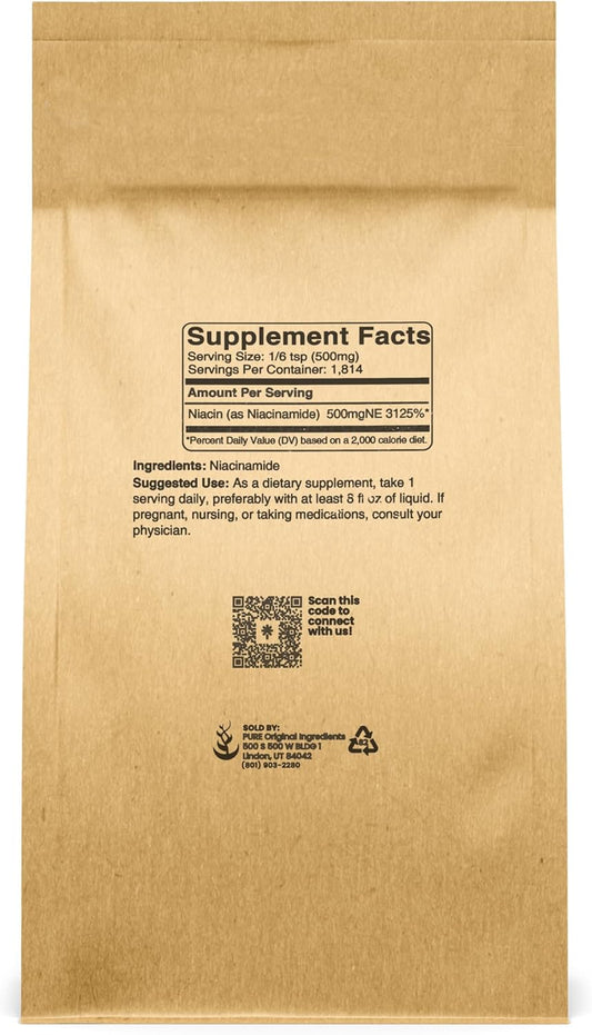 Pure Original Ingredients Niacinamide (2 Lb) Flush-Free Vitamin B3 Powder, Dietary Supplement