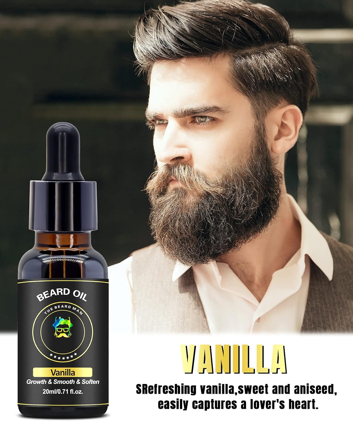 Xikezan 5 Pack Beard Oil Set W/Sandalwood, Orange, Vanilla, Cedarwood, Unscented For Beard Care, Moisturizing, Soften,Birthday Gifts For Men Him Dad Husband Christmas Gifts Stocking Stuffers : Beauty & Personal Care