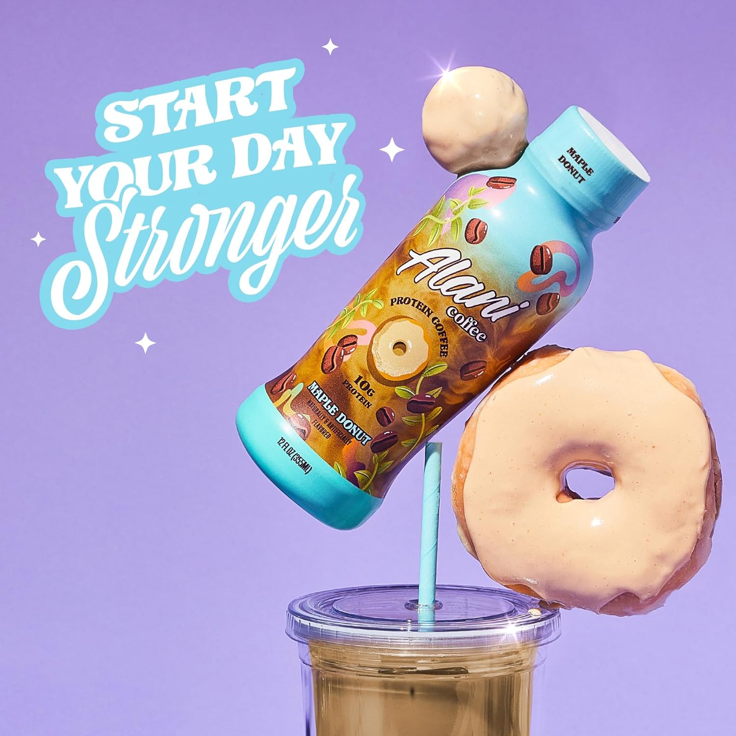 Alani Nu Protein Coffee Maple Donut | Ready To Drink Cold Brew With 10G Of Protein | 100Mg Caffeine | 90 Calories, Naturally Flavored | 12 Fl Oz Bottles | 12 Pack