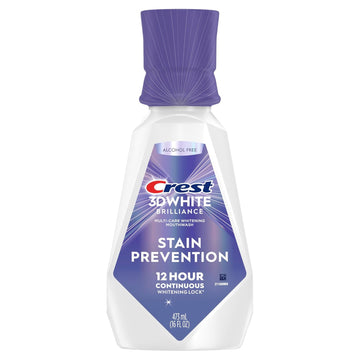 Crest 3D White Brilliance Stain Prevention Mouthwash/Rinse 473 Ml- 12-Hour Stain Prevention, Alcohol Free : Health & Household