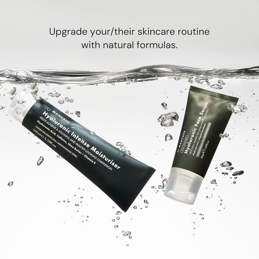 Mancave Hydration+ Skincare Collection Gift Set, Spf 20 Protective Moisturiser, Face Wash, Face Scrub, Hyaluronic Face Serum, Anti-Fatigue Eye Gel, Dermatologically Tested, Natural Formulations, Vegan