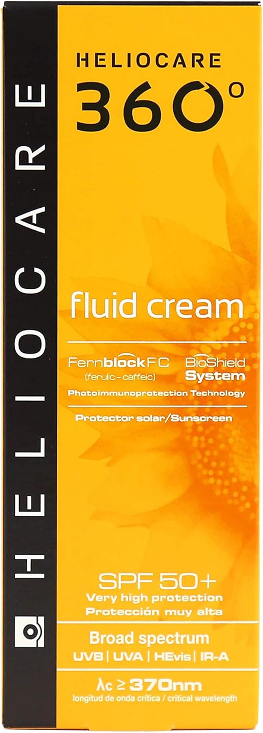 Heliocare® 360° Fluid Cream Spf50+ 50Ml / Sun Cream For Face / Daily Uva, Uvb Visible Light And Infrared-A Anti-Ageing Sunscreen Protection / Dry And Normal Skin Types / Hydrating