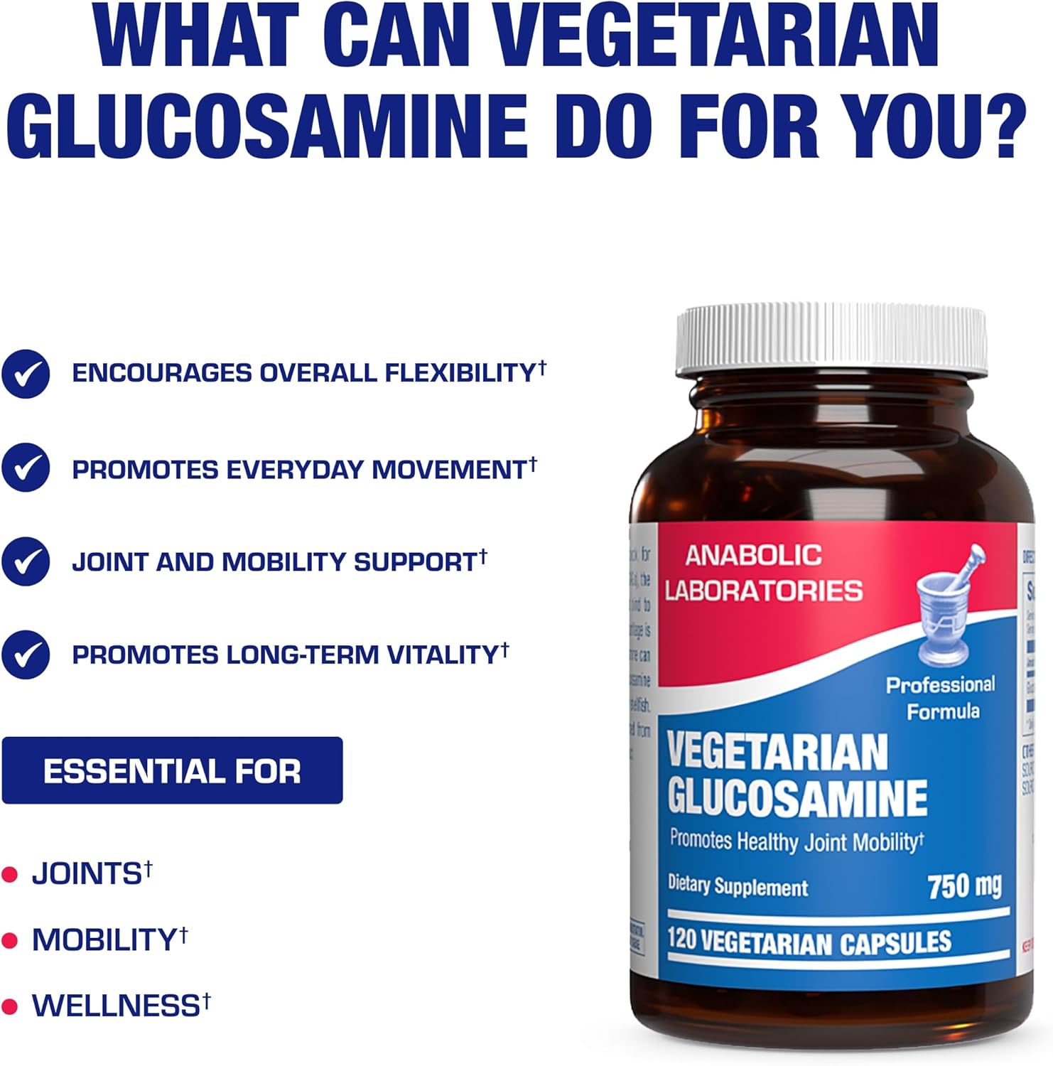 Vegan Glucosamine Joint Health Supplement - Soft Tissue Cartilage Tendon And Ligament Supplement For Enhanced Mobility Comfort & Flexibility - Non-Gmo Shellfish Free & Made In The Usa - 120 Servings : Health & Household