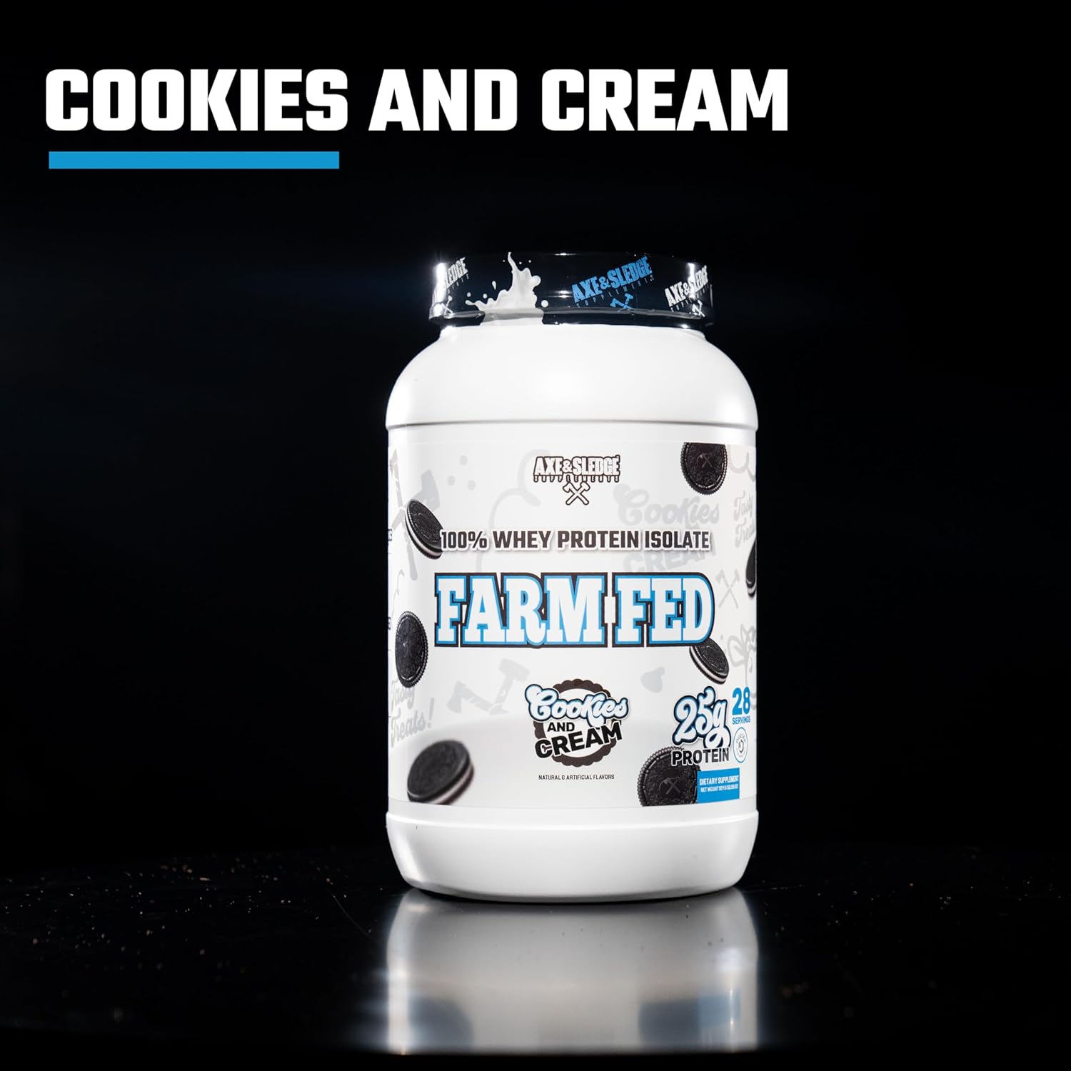 Axe & Sledge Farm Fed 100% Whey Protein Isolate | 25G Protein | Low Carb, Low Sugar, Gluten Free | Protein Powder For Men And Women | Keto | Made In The Usa | 28 Servings, Cookies And Cream : Health & Household
