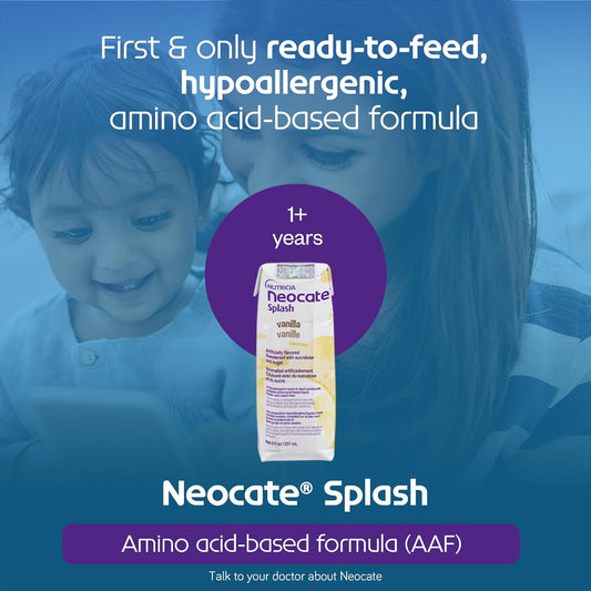 Neocate Splash - Ready-To-Feed Hypoallergenic Amino Acid-Based Toddler And Junior Formula - Vanilla - 8 Fl Oz (Case Of 27)