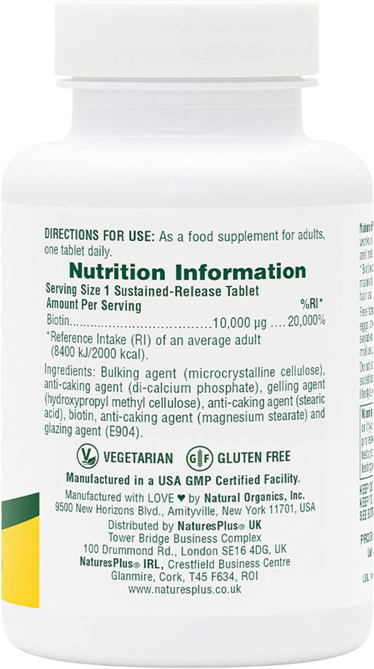 Nature'S Plus - Biotin 10Mg, 90 Tablets