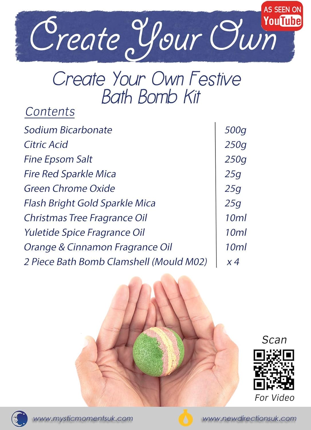 Mystic Moments | Create Your Own β Festive Bath Bomb Kit : Amazon.co.uk: Home & Kitchen