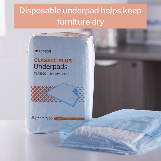 Mckesson Classic Underpads, Incontinence Bed Pads, Light Absorbency, 23 In X 36 In, 150 Count