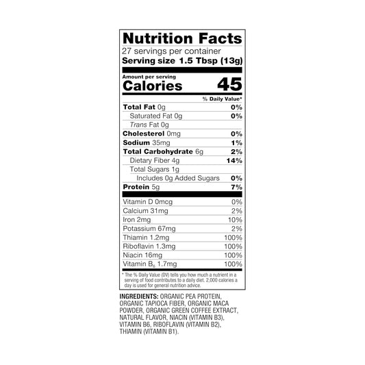 Betterbody Foods Organic Energy Blend, Plant-Based Protein Blend Made With Naturally Energizing Green Coffee Extract And Maca, Gluten-Free, Non-Gmo, 12.7 Ounces