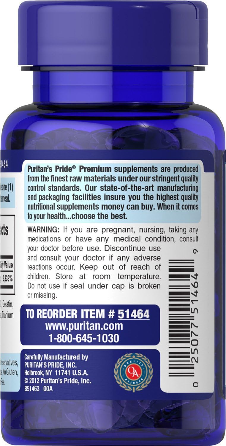 Puritan'S Pride Premium Ultra Mega Biotin 10,000Mcg, Dietary Supplement For Healthy Hair, Skin, Nails, And Energy Metabolism Support,100 Day Supply, 100 Rapid Release Softgels