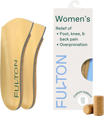 Fulton Universal Shoe Inserts For Women With Custom Molding & Arch Support - Everyday Cork Inserts For Shoes Without Removable Insoles - Prevent Overpronation & Plantar Fasciitis (Women'S Size 7.5-8)