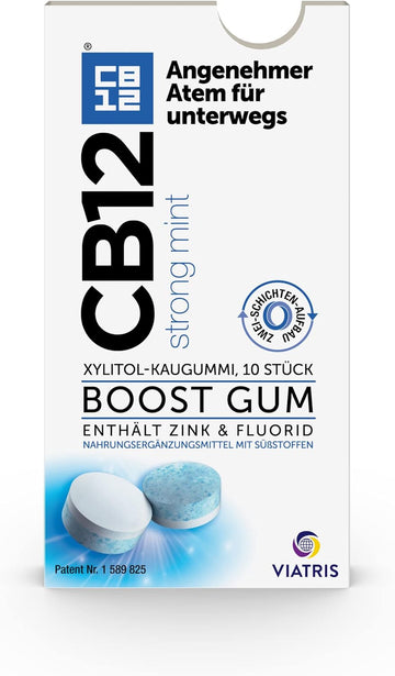 Cb12 Boost Chewing Gum - Instant Freshness On The Go Prevents Bad Breath Sugar Free Fresh Mint Flavour - Pack Of 10