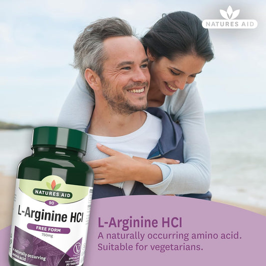 Natures Aid L-Arginine Hci 750Mg – High Strength Amino Acid Tablets – Supports Blood Flow, Muscle Recovery, Energy & Performance – Vegan, Gluten Free, Non-Gmo – 90 Tablets