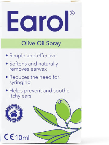 Earol Olive Oil Ear Wax Removal Spray, Clinically Proven, Reduces Need For Syringing, Metered Dose, 1 Pack Of 10Ml Oil Spray Bottle