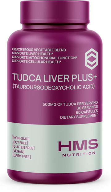 Tudca Liver Plus+, Liver Support Supplement For Liver Cleanse With Milk Thistle Seed Extract, Vitamin B12, Folate, Tudca Bile Salt Supplement (Tauroursodeoxycholic Acid), 60 Capsules, 1 Month Supply