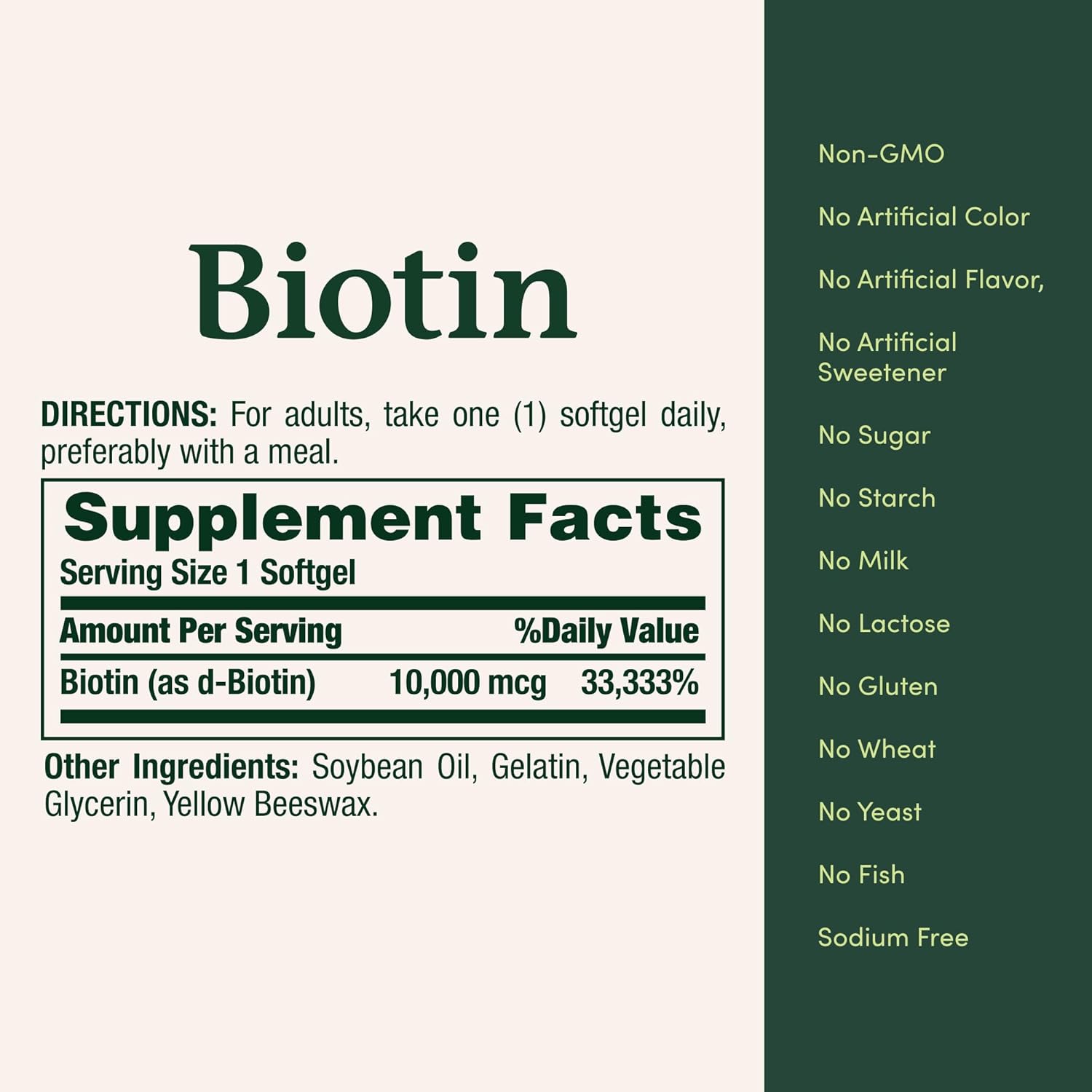 Nature'S Bounty Biotin, Supports Healthy Hair, Skin And Nails, 10,000 Mcg, Rapid Release Softgels, 120 Ct