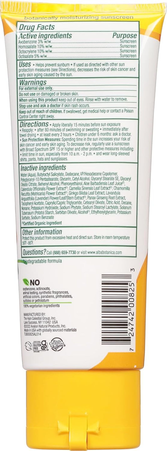 Alba Botanica Hawaiian Sunscreen Lotion, Spf 30, Aloe Vera, 3 Oz