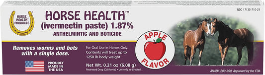 Horse Health (Ivermectin Paste) 1.87%, Equine Dewormer, Up To 1,250 Lbs 0.21 Ounces