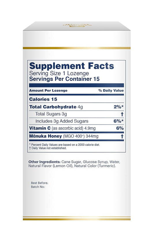 Manuka Health Mgo 400+ Manuka Honey Lozenges, Pack 4, Variety Pack - Lemon, Honey & Propolis, Blackcurrant, Lemon & Ginger