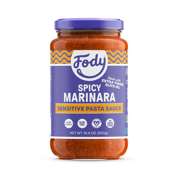 Fody Foods Spicy Marinara Pasta Sauce, 19.4 Oz, Garlic And Onion Free, Low Fodmap Certified, Gut & Ibs Friendly, Vegan, Non-Gmo, Gluten Free, Kosher