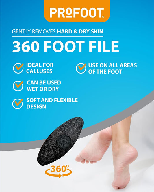 Profoot 360 Foot File - Foot File Ideal For Calluses - Ergonomic Unique Design - Removes Hard Skin And Calluses - Gentle Remover Leaving Feet Smooth