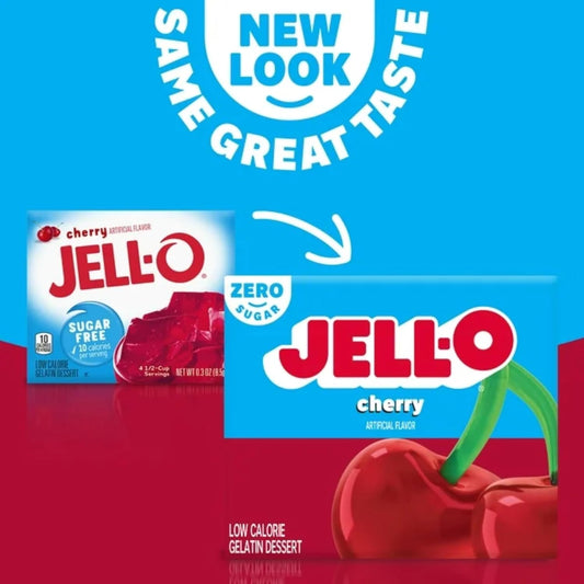 Sugar Free Black Cherry Jell-O Gelatin, 0.3 Ounces (Pack Of 3) With By The Cup Mood Spoons