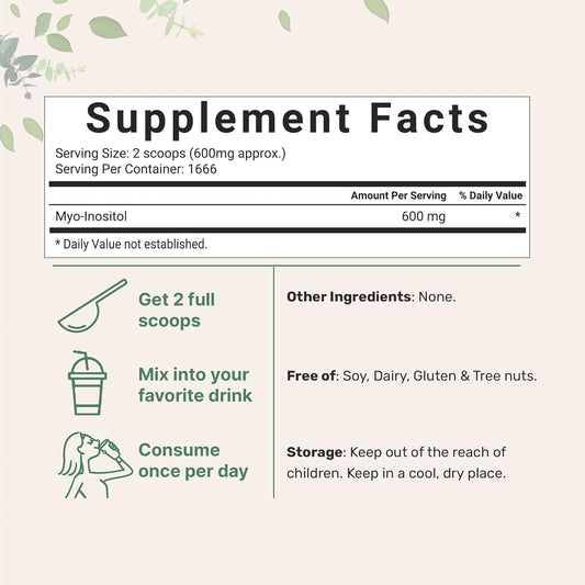 Pure Inositol Powder, Myo-Inositol B8 Powder, 1Kg (2.2 Pounds), Strongly Supports Liver Health & Antioxidant, Super Inositol For Hair And Inositol For Sleep, Non-Gmo And Vegan Friendly